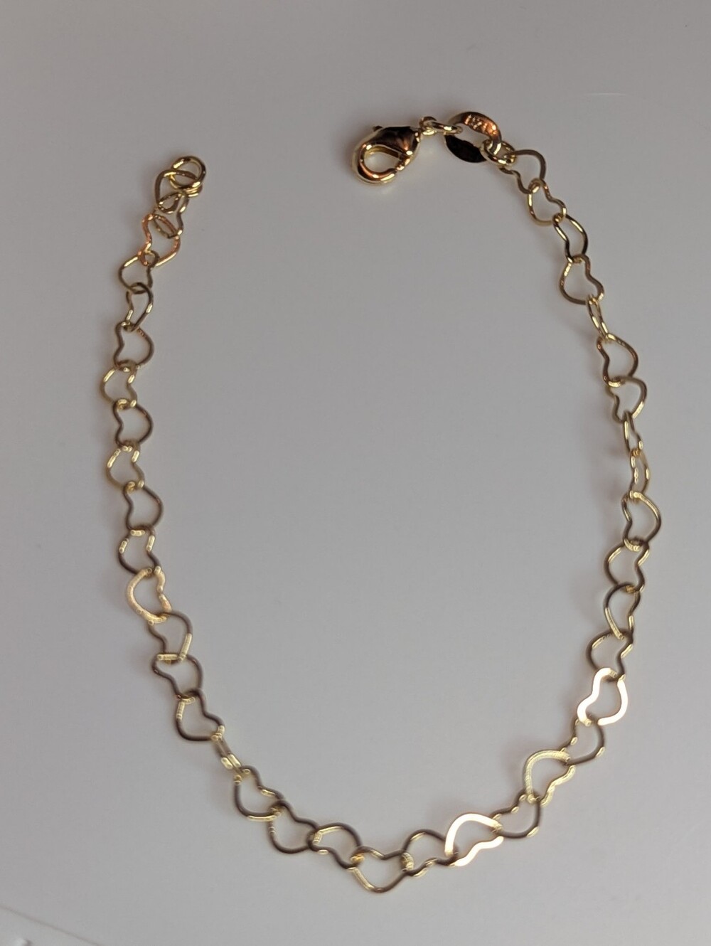 18 Kt Brazilian Gold Filled Heart Link Bracelet 6.5 Inches Long - W072026-1